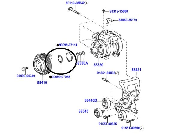 Toyota Land Cruiser 2002-Present Snap Ring For Magnetic Clutch For Single Auto Air Conditioning