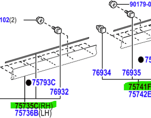 Toyota Rav4 (2014-2015) RH Front And Rear Lower Door Moulding
