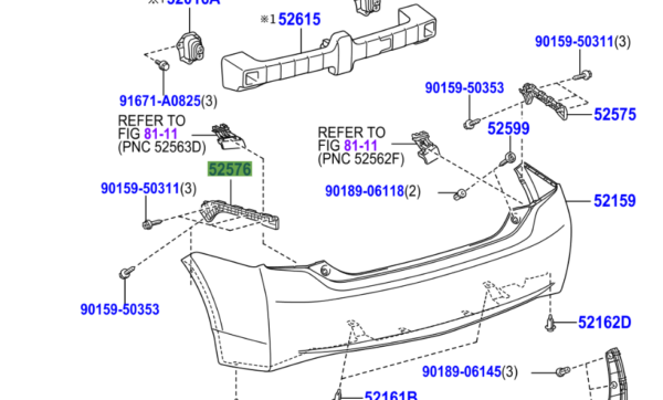 TOYOTA PRIUS 2009-2015 Rear Bumper Bracket L/H