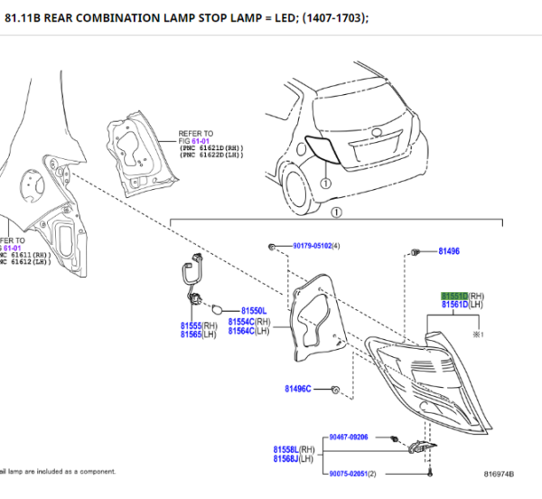 Toyota Yaris / Hybrid (FRP) (2014-2020)Rear Combination Headlamp (RH) - Image 2