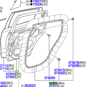 Toyota Yaris (2014-2017) RH Rear Door Weatherstrip