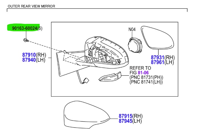 Toyota Yaris / Hybrid (2011-2014) Wing Mirror Retaining Screw (Singular) - Image 2