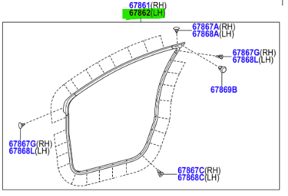 Toyota Yaris FRP (2017-2020) LH Front Door Weatherstrip - Image 2