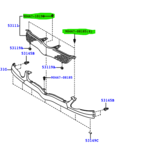 Toyota Yaris / echo verso1999-2005 Front grill clips