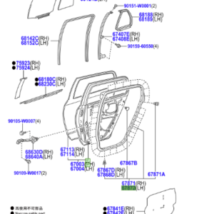 Toyota Yaris (FRP) (2008-2011) LH Rear Door Weatherstrip