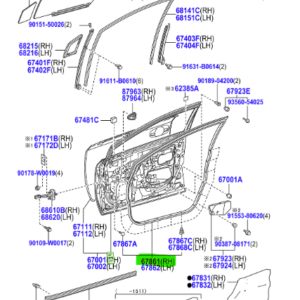 Toyota Avensis (2015-2018) Front RH Door Weatherstrip