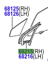Toyota Yaris 2014-2020 - WEATHERSTRIP FRONT DOOR FIX WINDOW RH