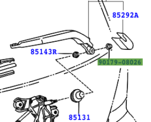 Toyota Yaris 2001 - 2005 Rear Wiper Nut